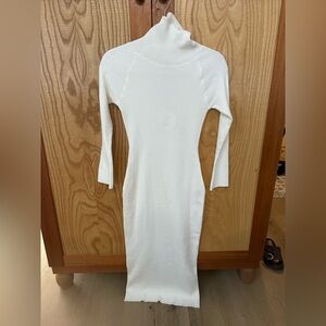 NWT women’s petal & pup white ribbed turtleneck long sleeve dress
